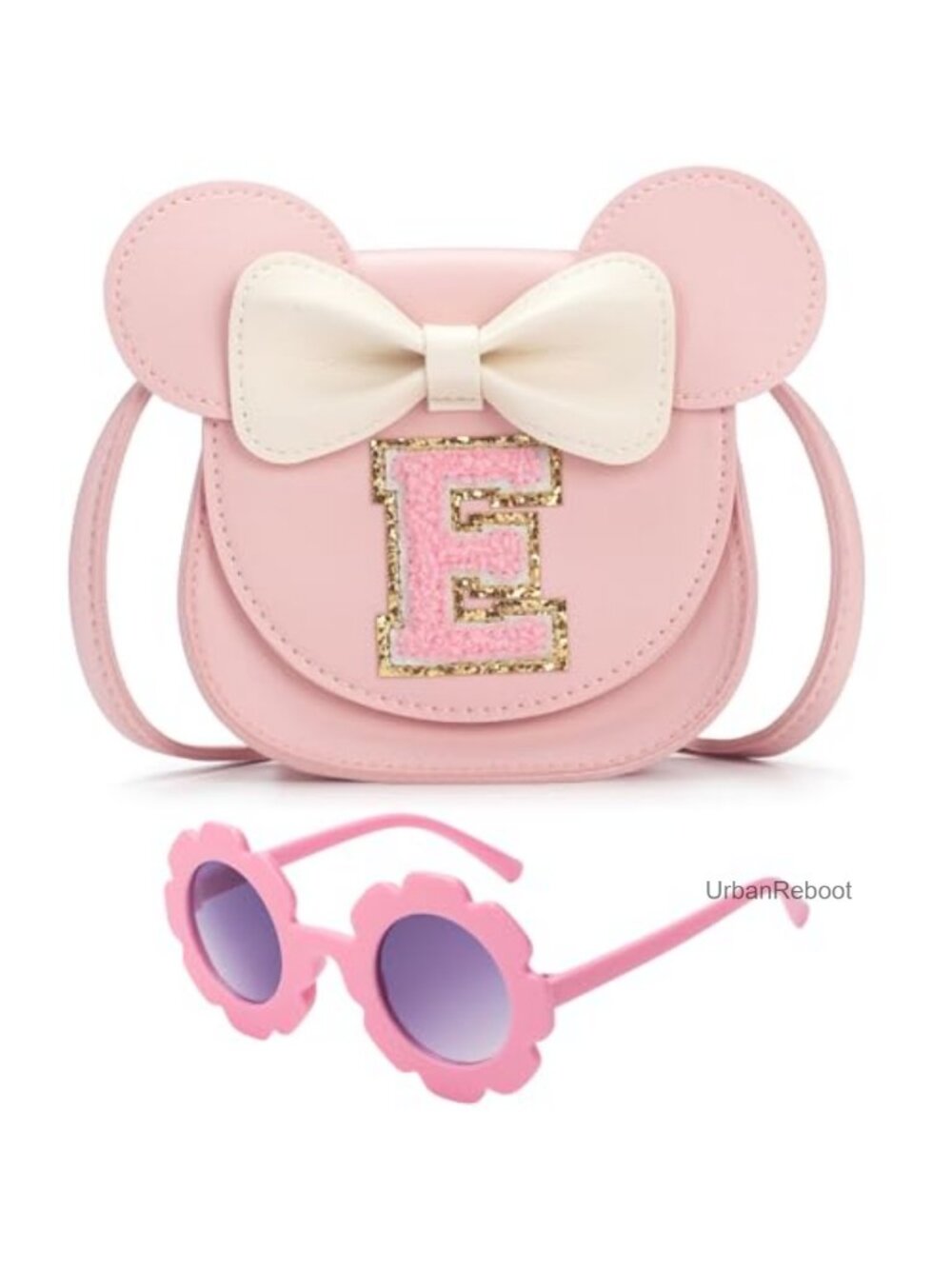 Girls Crossbody Purse with Mouse Ear Bow & Sunglasses Set